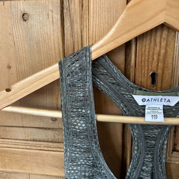 Athleta Tank XXS Gray Black Green Racerback Mesh Multicolored Athletic Shirt - Picture 4 of 9